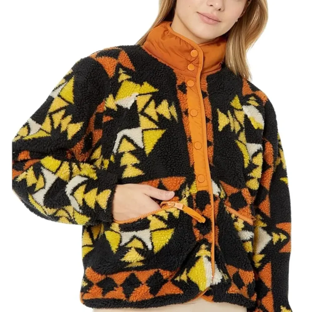 Free People Rocky Ridge Fleece Jacket XS Geometric Tribal Sportif Festival Boho - Picture 15 of 16